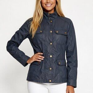 Downtown Field Jacket in navy, featuring waxed cotton construction. Size M. NWOT